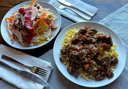 Beef Tips and Egg Noodles Meal | Serves 4